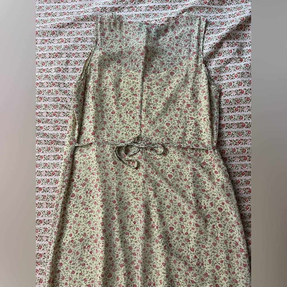 Positive Attitude 90s Vintage Floral Tie Back Maxi Dress Yellow & Pink Size 12 - Picture 6 of 9